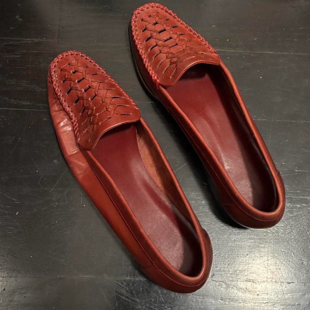 G.H. Bass & Co. Women's Woven Leather Loafers in Brick Red